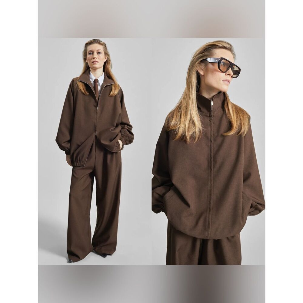 NWT The Frankie Shop Baxter oversized jacket in brown